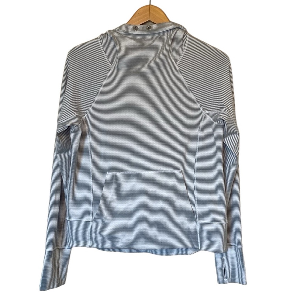Athleta Stripes Gray White Pullover Long Sleeve Hooded Jacket S